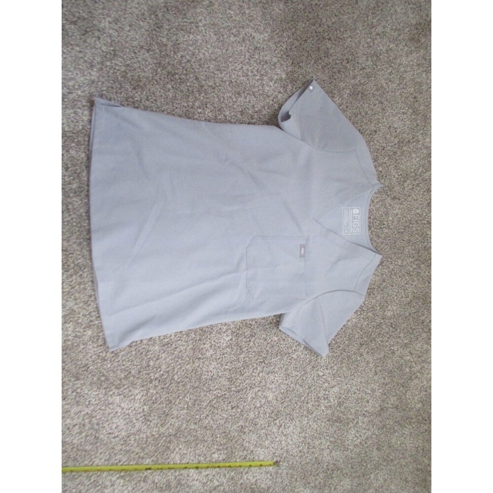 FIGS Technical Collection Scrub Top XS Grey Solid Polyester Blend nursing